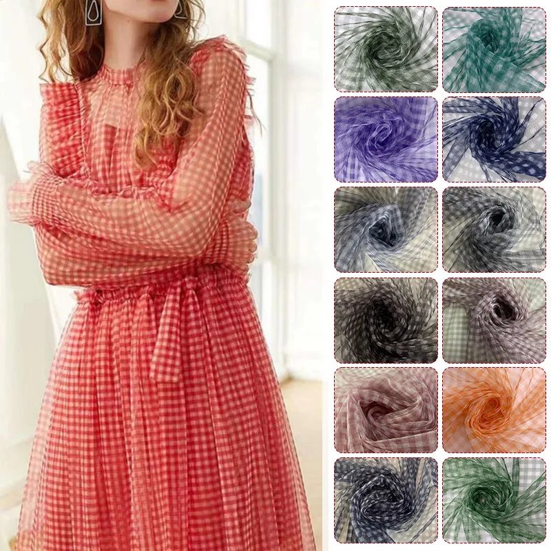 Is Sewing A Textile Craft - 90x150cm Check Mesh Fabric Transparent Dress