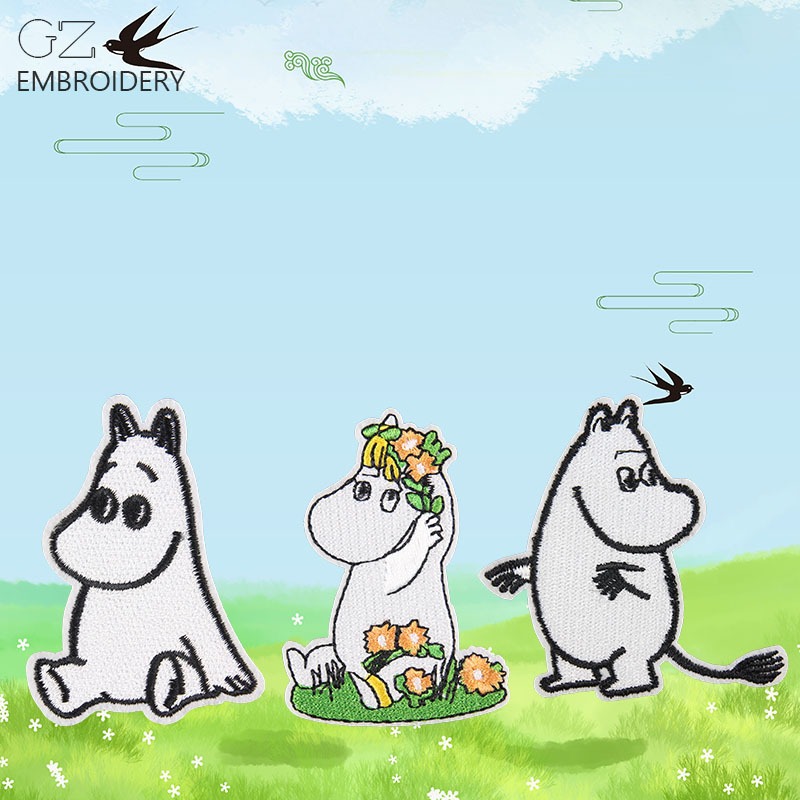 Moomin Cute Cartoon Embroidere - đánh giá và giá Iron On Patch