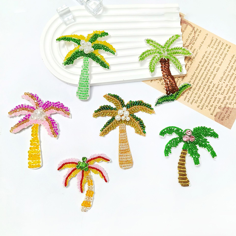 1Pc 3D Coconut Tree Beaded Pat - đánh giá và giá Iron On Patch