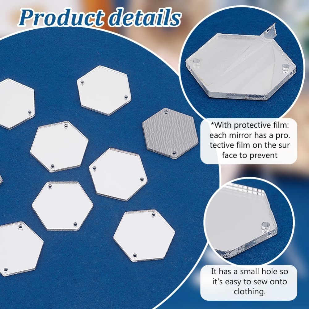 200pcs Hexagon Sew on Mirrors  - đánh giá và giá Sewing Kit